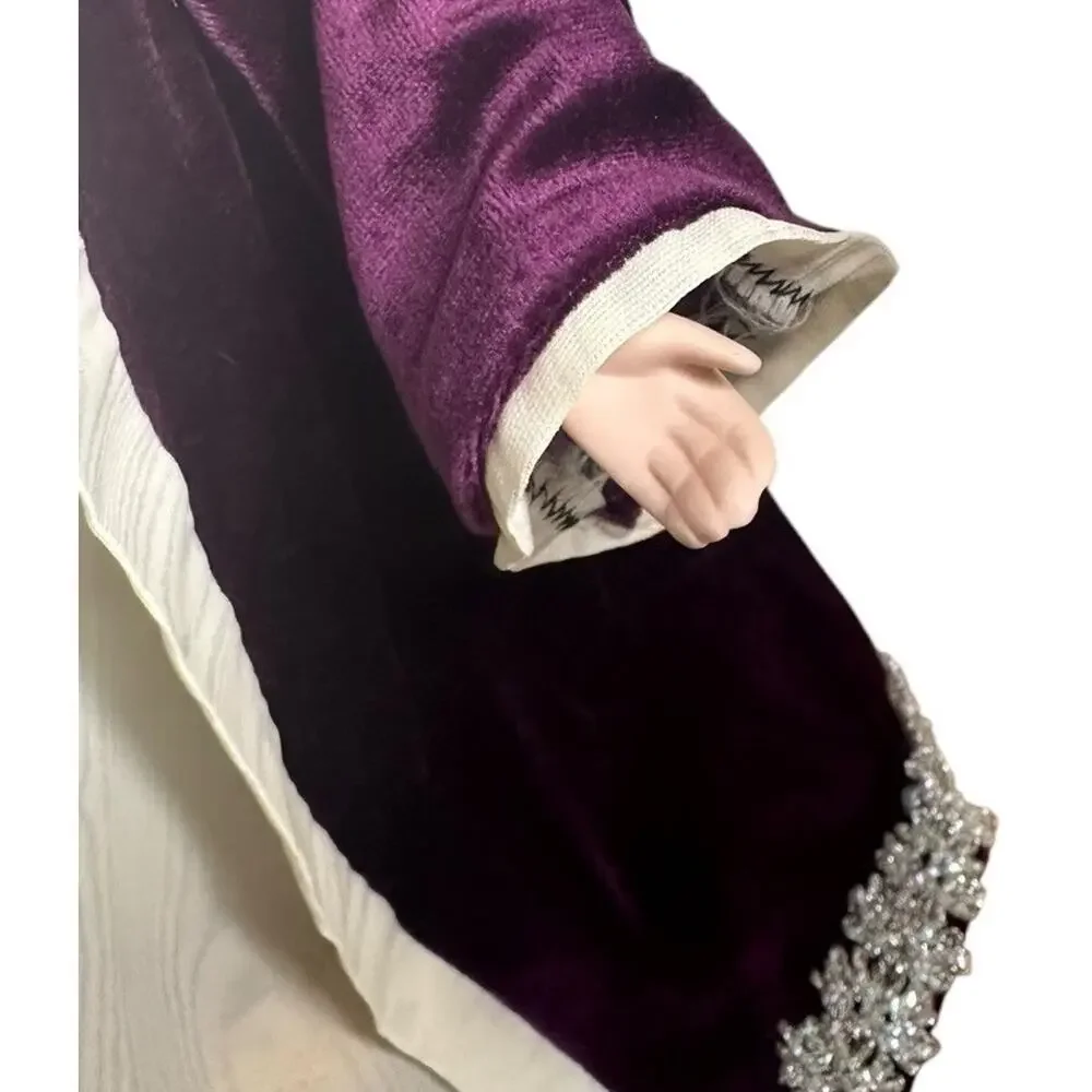 Handmade Old World Santa Figurine w/ Purple Velvet Robe Coat Christmas Decor 14
